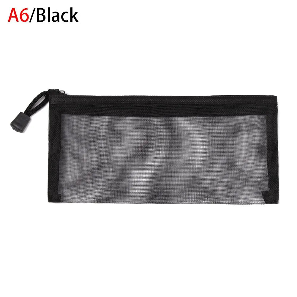 1pc Fashion Solid Color Makeup Cosmetic Handbags Coin Purse Transparent Grid Zipper Pencil Case Cosmetic Storage Mesh Pen Bag