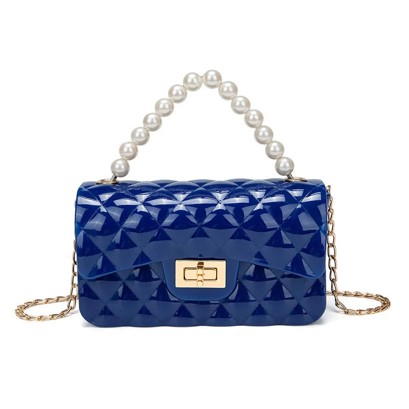 Versatile Korean-Style Small Bag for Women, Pearl Handbag with Chain, Mini Crossbody Phone Bag, Versatile Solid Color Candy Bag