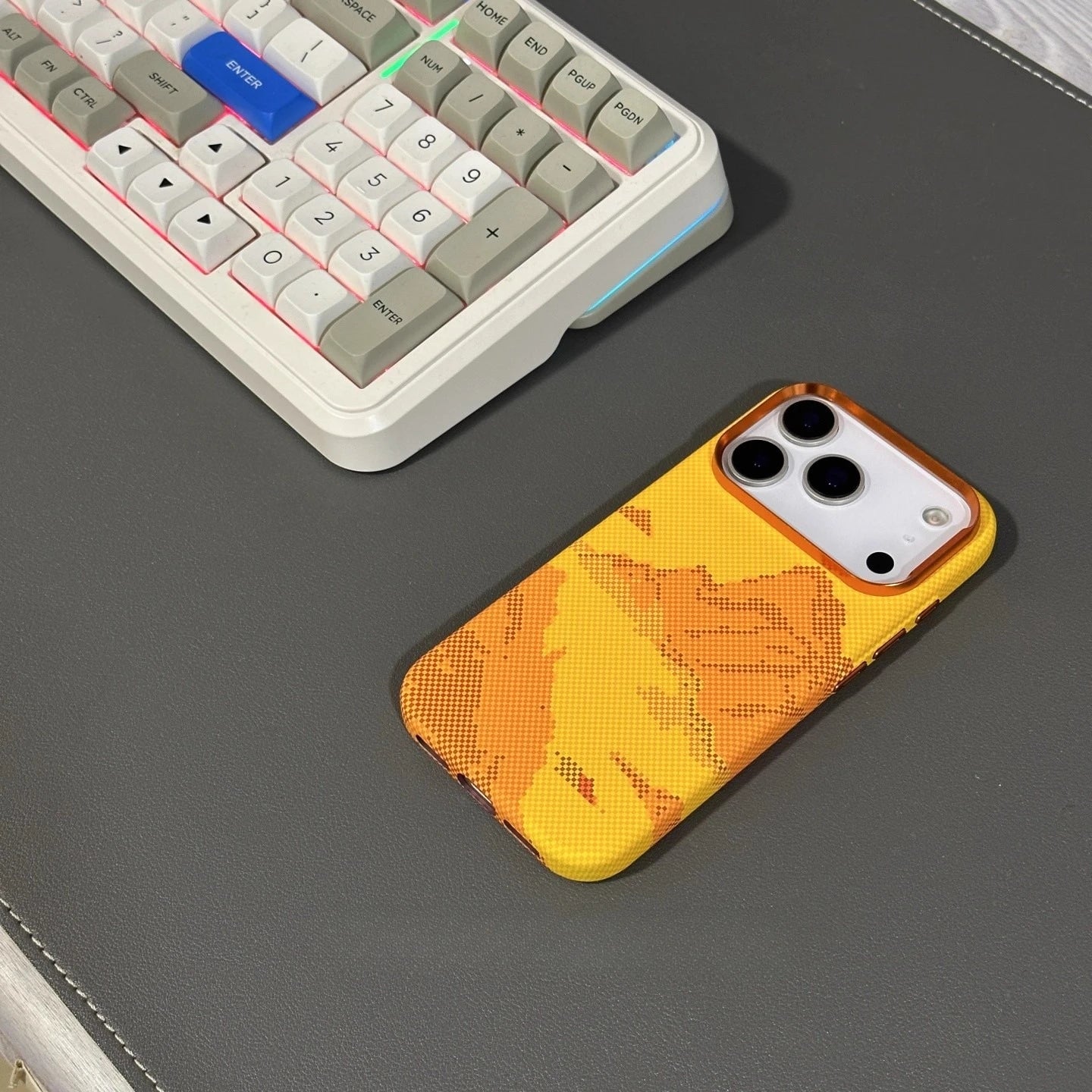 Fashion Orange Plaid Magnetic Case for iPhone 17 Pro Max Magnets Carbon Phone Cover Camera Lens Protection Fundas Hard PC Shell
