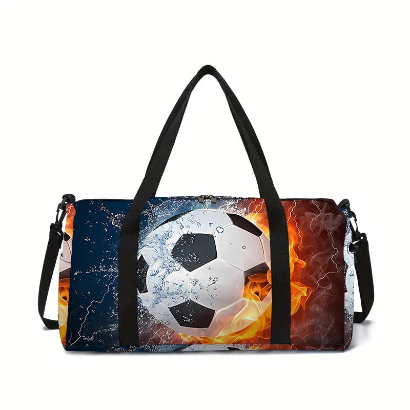 Jumping Football Large Capacity Luggage Bag  For Boy And Girls Best Gifts 2D Flat Cartoon Travel Duffels Hand Bag For Children