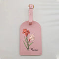 Custom Japanese Flower PU Leather Luggage Tag, Personalized Custom Name Travel ID Label Christmas Gifts for Family Members