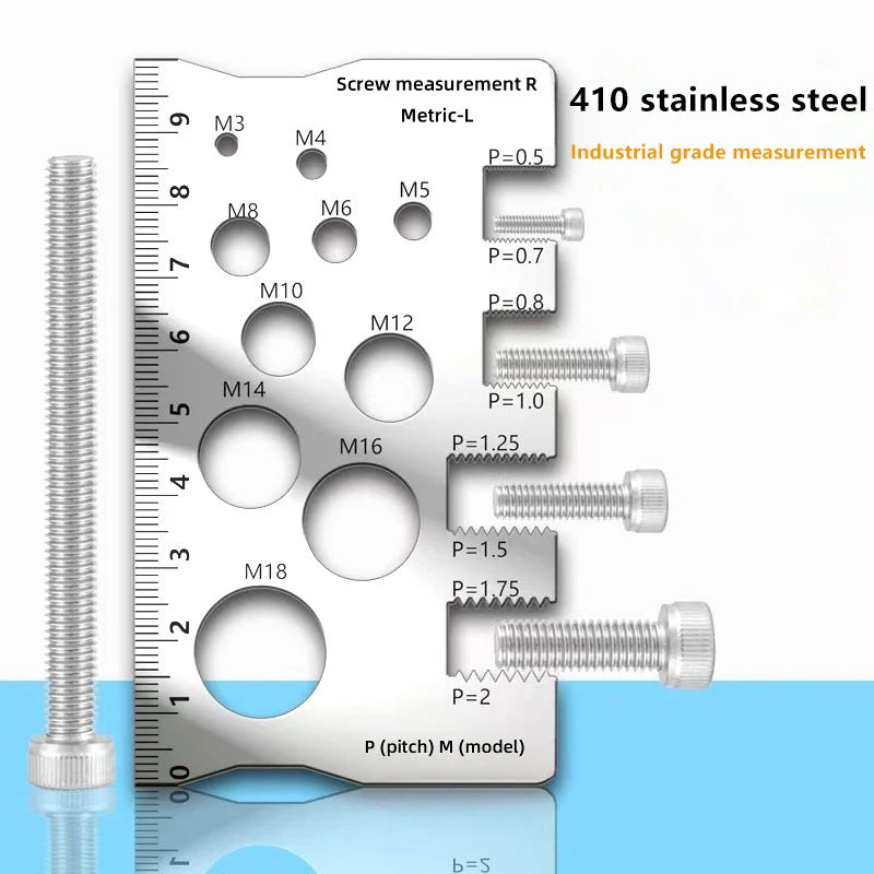 5.7*10cm Screw Measurement Ruler Stainless Steel Caliper Metric Gauge For Measuring Screw Pitch Bit Bolt Nut Screw