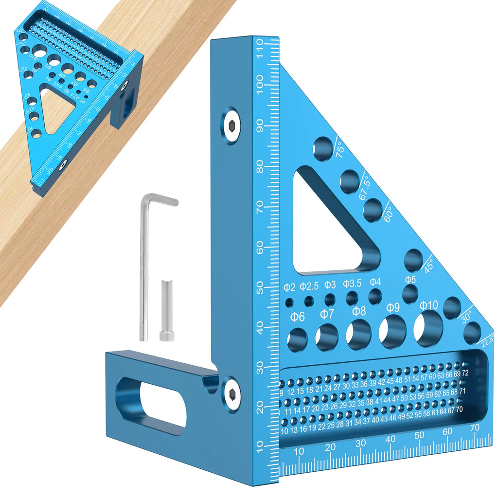 Aluminum Alloy Scribing Ruler 3D Multi Angle Measuring Ruler 45-Degree Angle and Right Angle Drawing Line Ruler for Woodworking