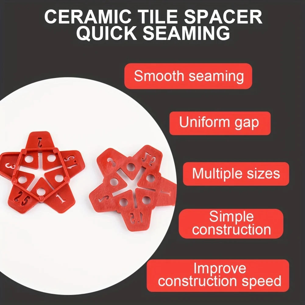 50pcs 5 in 1 Tile Spacer Plastic Ceramic Gap Locator Cross with 5 Specification Reusable Construction Tool for Floor Leveling