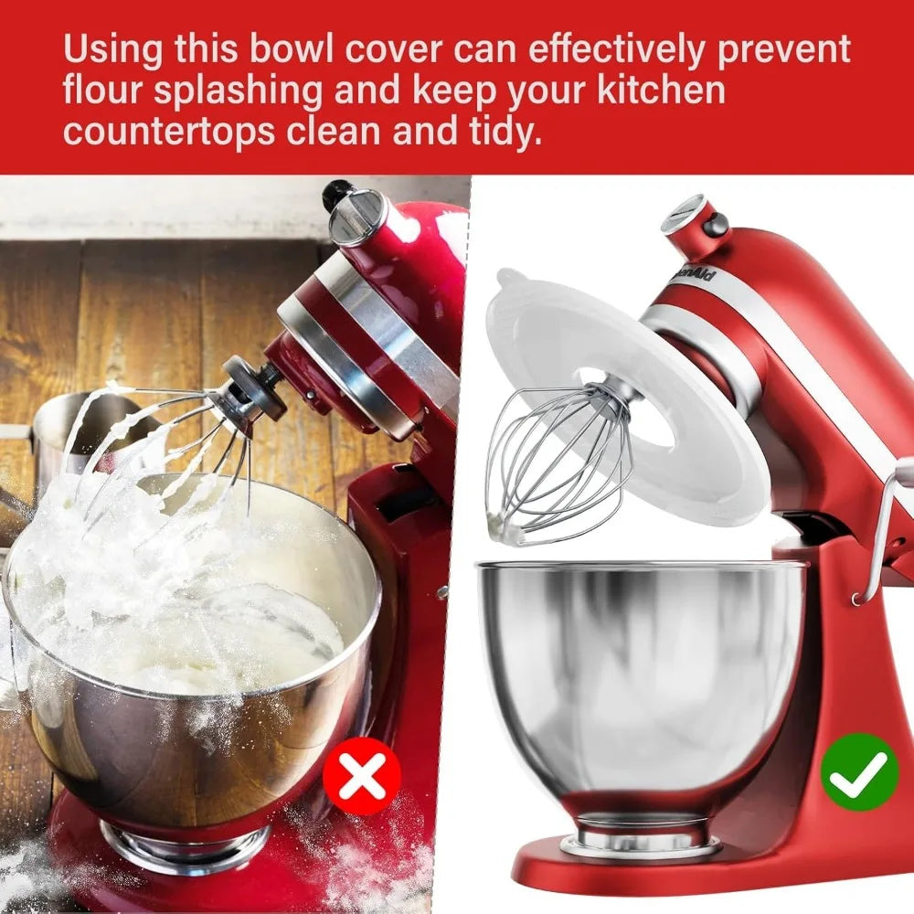 2PC Mixer Bowl Cove Plastic Prevent Spilling Ingredients Secure Mixer Bowl Lid for KitchenAid 4.5-5 Qt Tilt-Head Stand Mixers