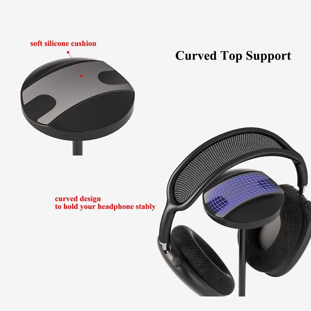 Stable Headphone Stand Universal Desktop Support Gaming Headset Holder Aluminuim ABS Plastic Black White Rack Earphone Stand