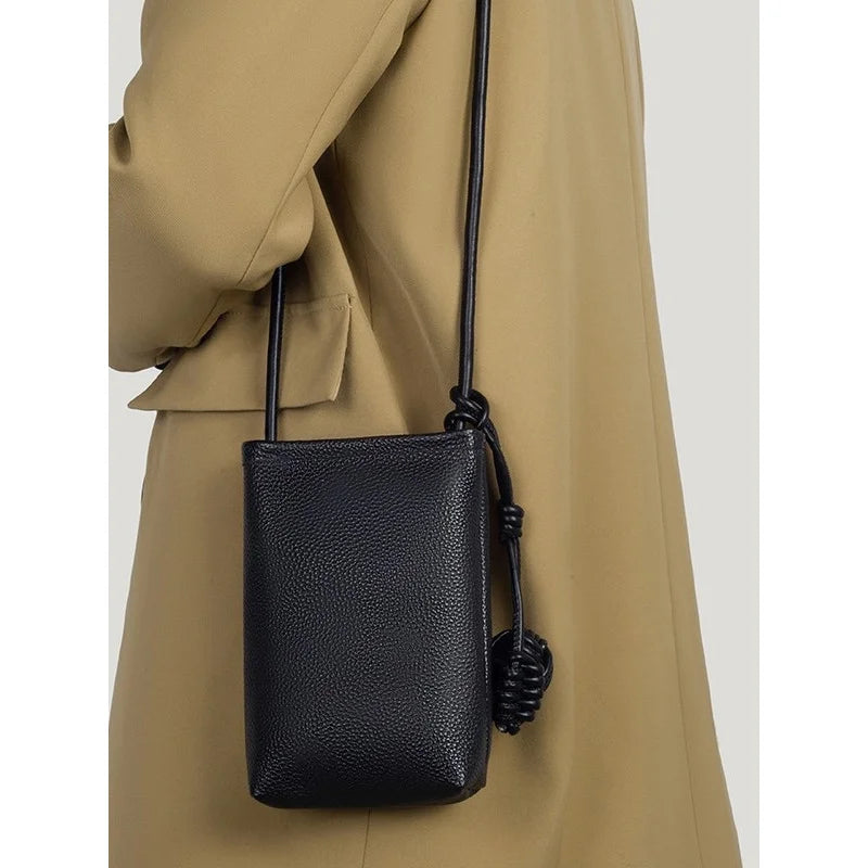 Genuine leather phone bag, versatile crossbody small bag, shoulder bag, simple and stylish phone bag for women,fresh and elegant