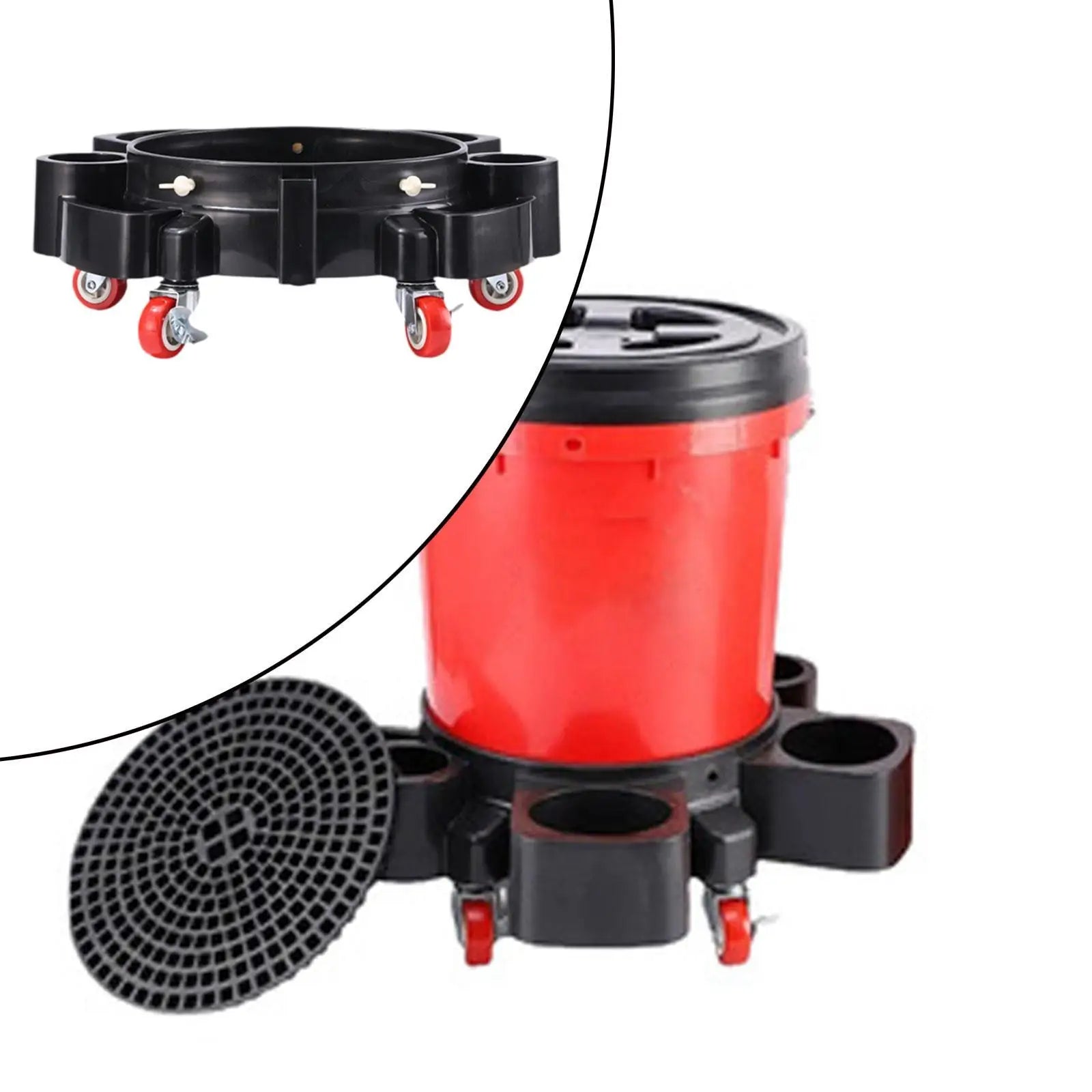 Rolling Base Bucket Trolly Durable PP Five Wheel Car Wash Dolly Mobile Cleaning Storage for Garage and Shop