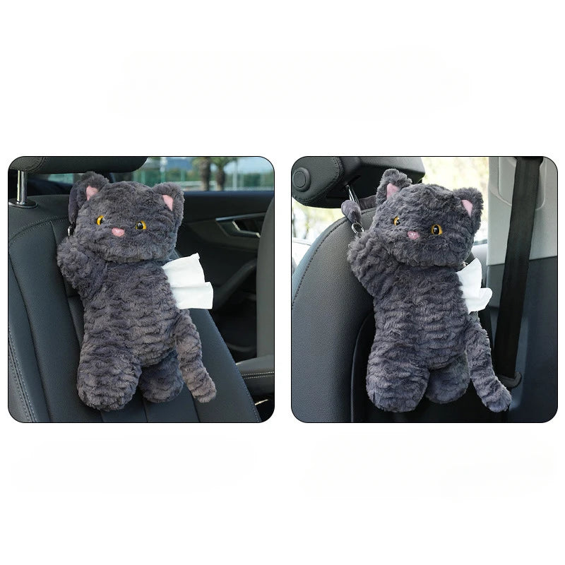 1pc Universal Car Tissue Hanger Cute Cat Creative Hanging Tissue Holder Plush Vehicle Tissue Case  Paper Box