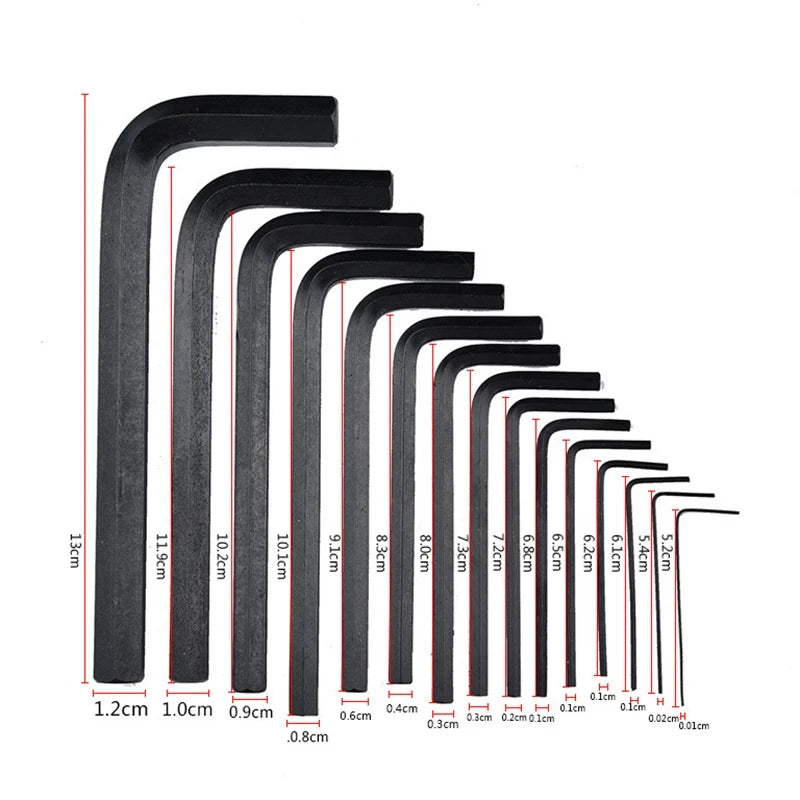 30Pcs Wrench Set Hex Key Wrench 0.028"- 3/8" Inch & 0.7mm-10mm Metric Size Chromium-vanadium Steel Spanner Long Arm Tool