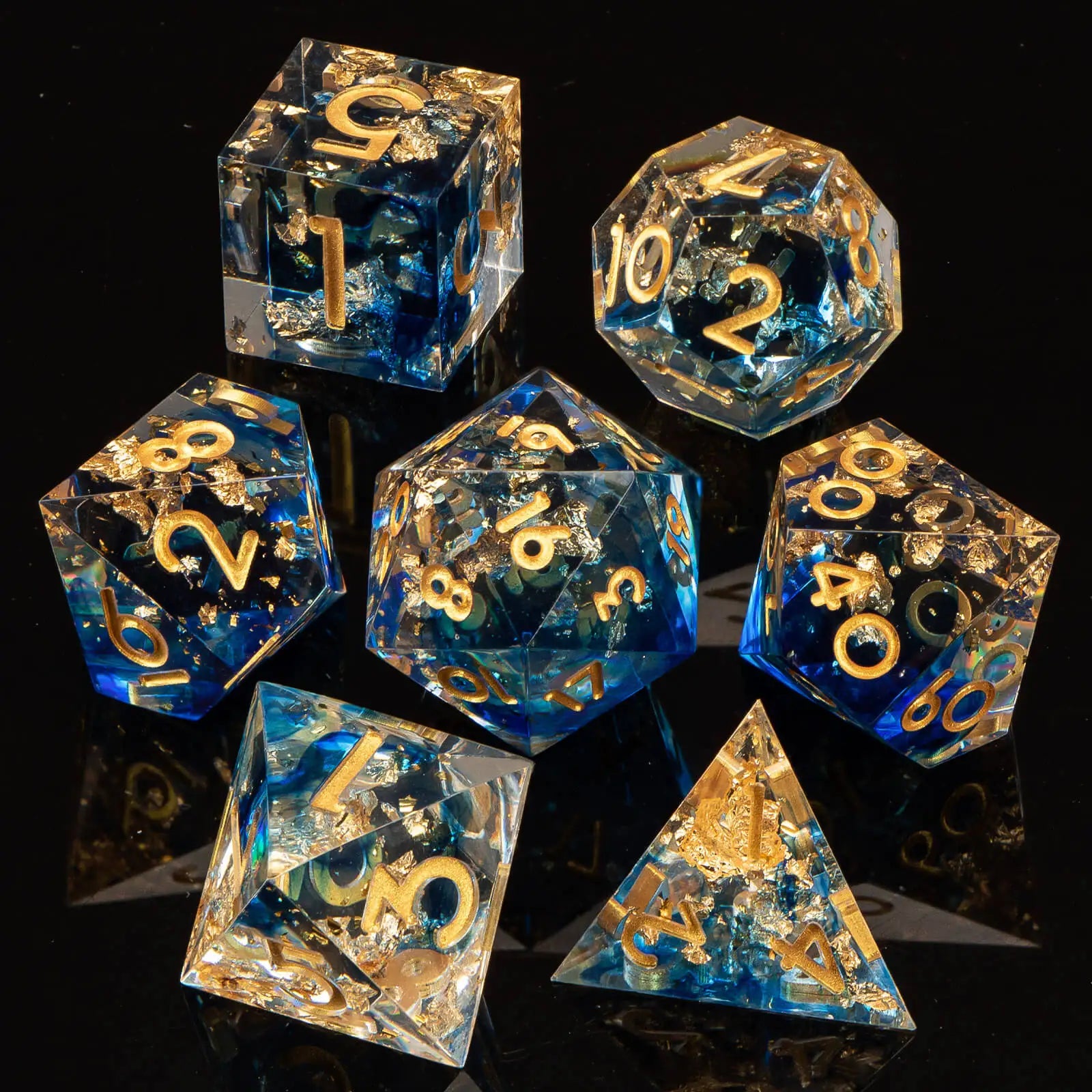 Resin Sharp Edged DND Dice, Handmade Dungeons and Dragons Dice Set D&D, RPG Polyhedral D and D Dice Set for Role Playing Game
