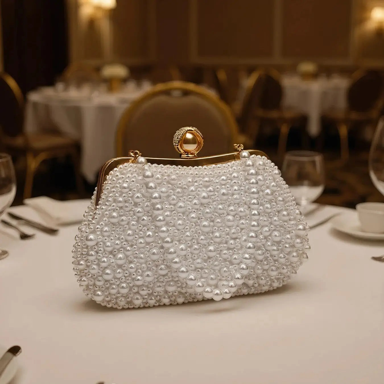 Shell Design Women Evening Bags Pearl Diamonds Small Clutch With Chain Shoulder Handbags Wedding Party Lady Purse For Wedding Pa