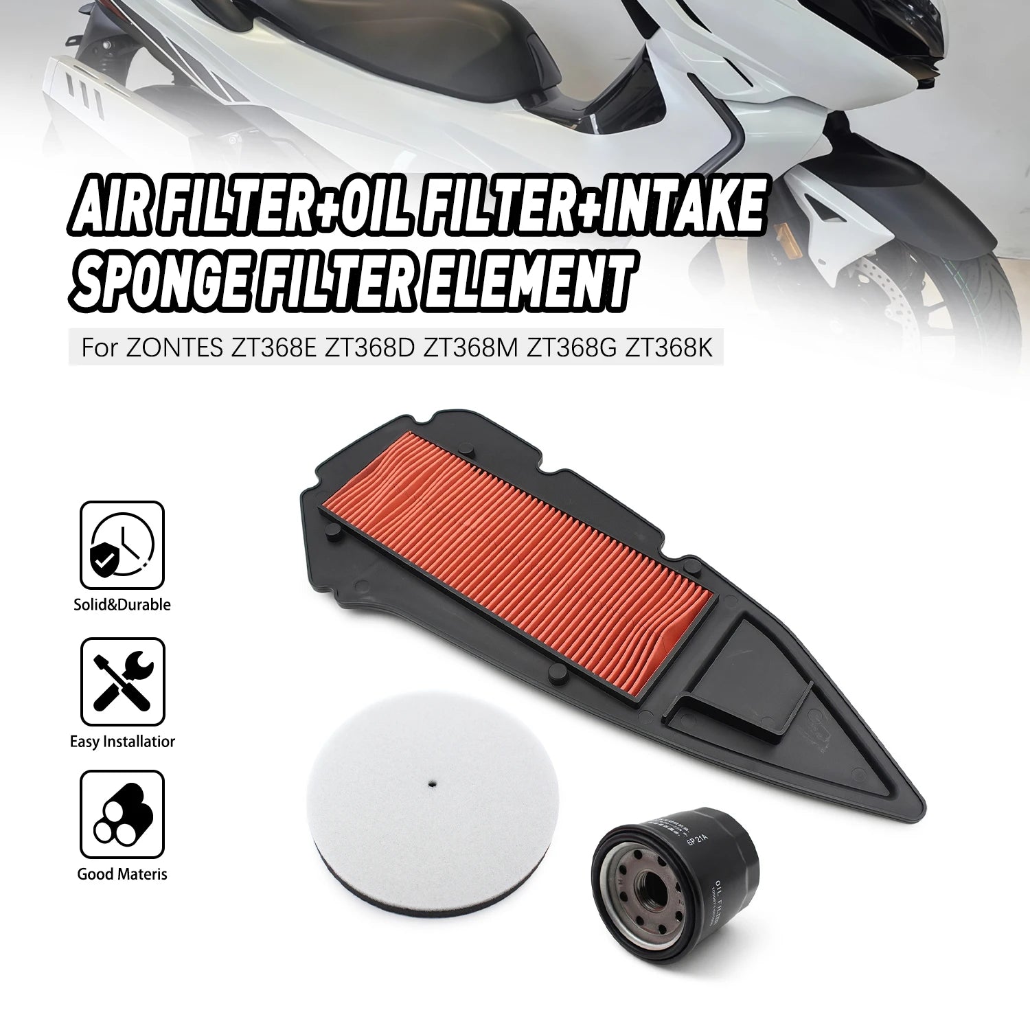 Motorcycle Air Oil Filter Engine Intake Sponge Cleaner For Zontes ZT368M ZT368G ZT368K 368E 368D 368M 368G 368K ZT368E ZT368D