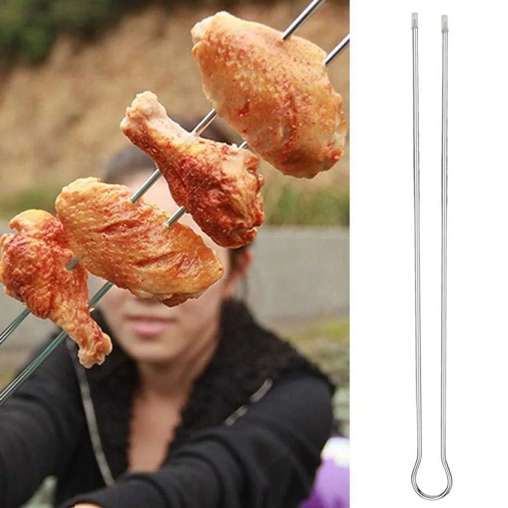 6/10/12pcs U Double BBQ Grill Skewer Set Stainless steel Kebab Skewers Metal BBQ Grilling Sticks  Picnic Camping Barbecue Tools