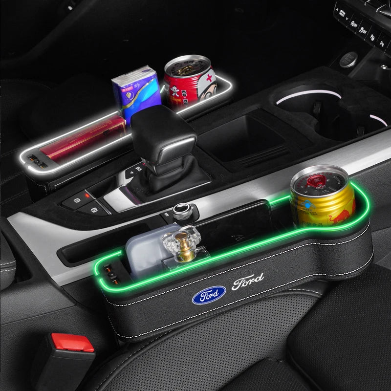 For Ford Mondeo Focus Explorer Escape Kuga Everest Bronco F-150 Ranger Transit Car Seat Gap Light Storage Box