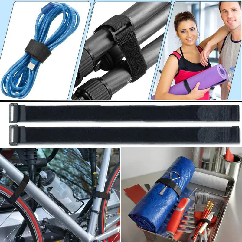 5pcs Hook Loop Fastener Strap 2cmx15~60cm Reusable Nylon Cable Ties for Cable Fixation Diy Multipurpose Accessories