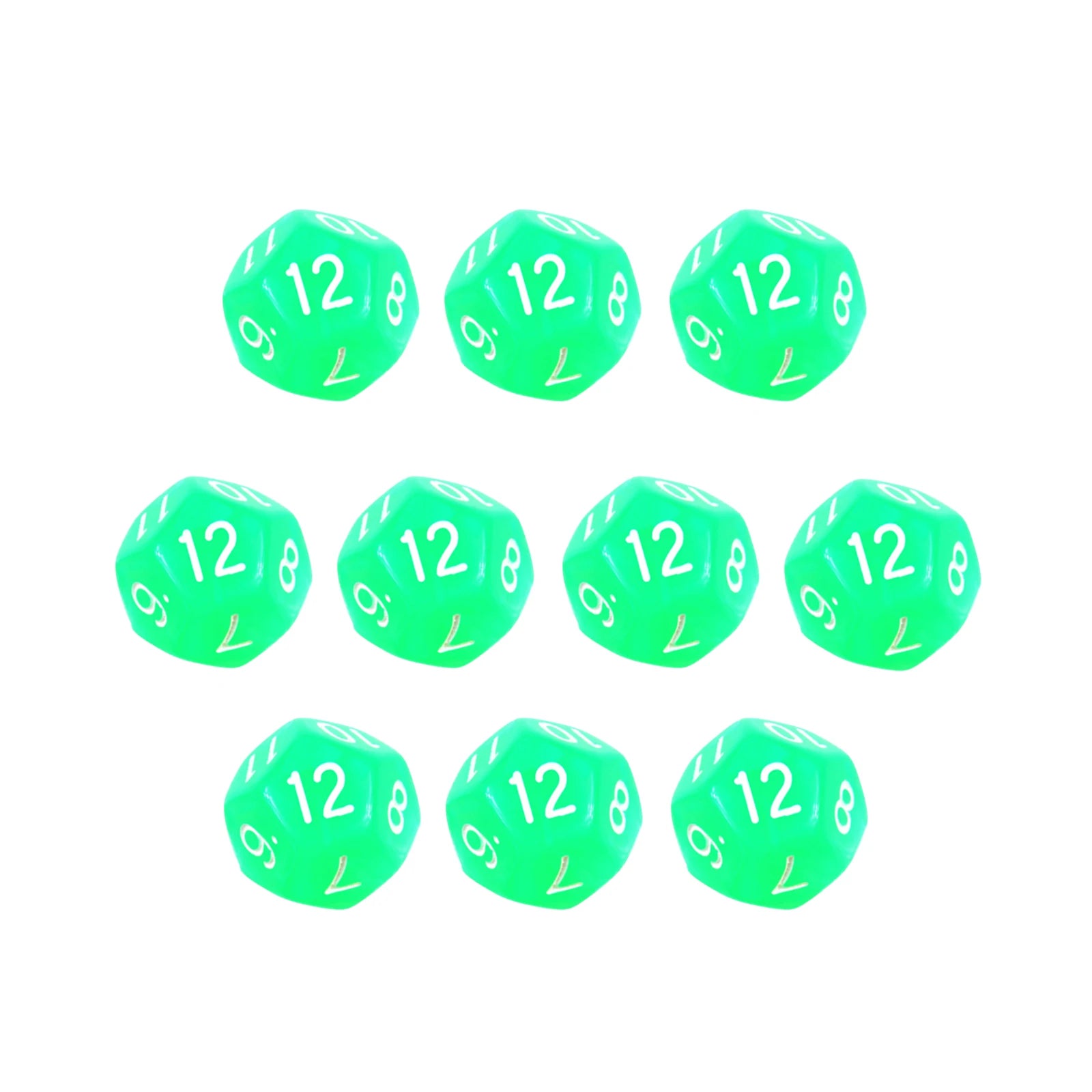 10Pcs 12 Sided Transparent Color Dice Set, Plastic D12 for Role Playing Board Games - Gaming Accessories