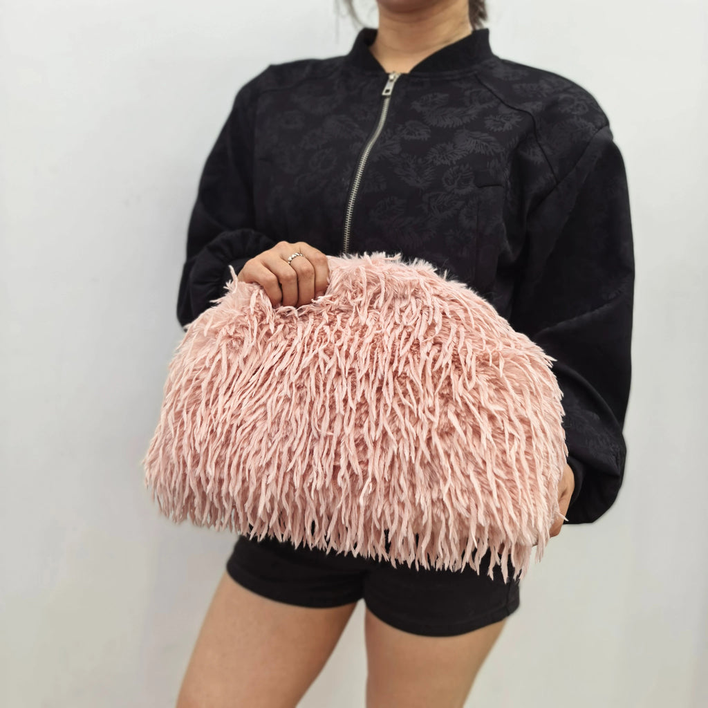 Fluffy Bag Feather Large Cloud Bag Pleated Clutch Bag Plush fairy Bag