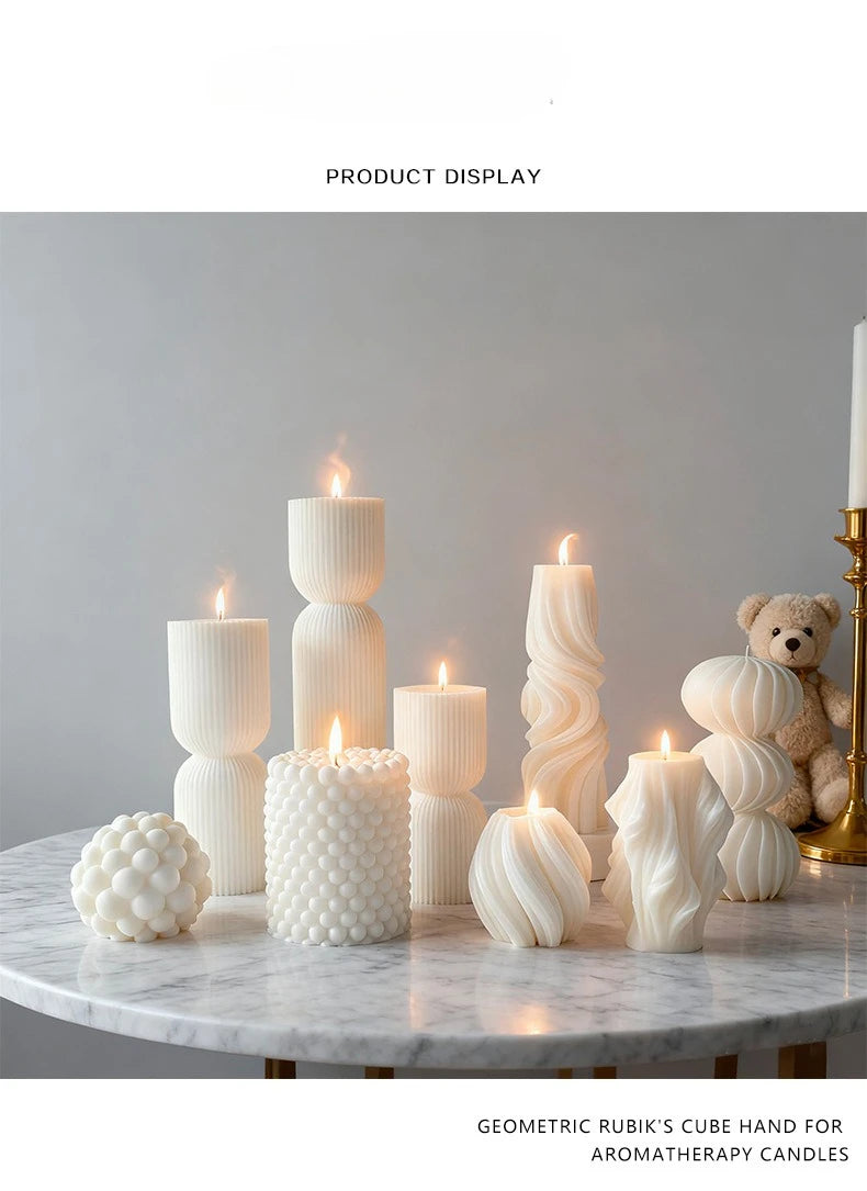 Nordic Minimalist White Scented Candle Atmosphere Home Decor Wedding Arrangement Cylinder Geometric Shape Fragrance Candle