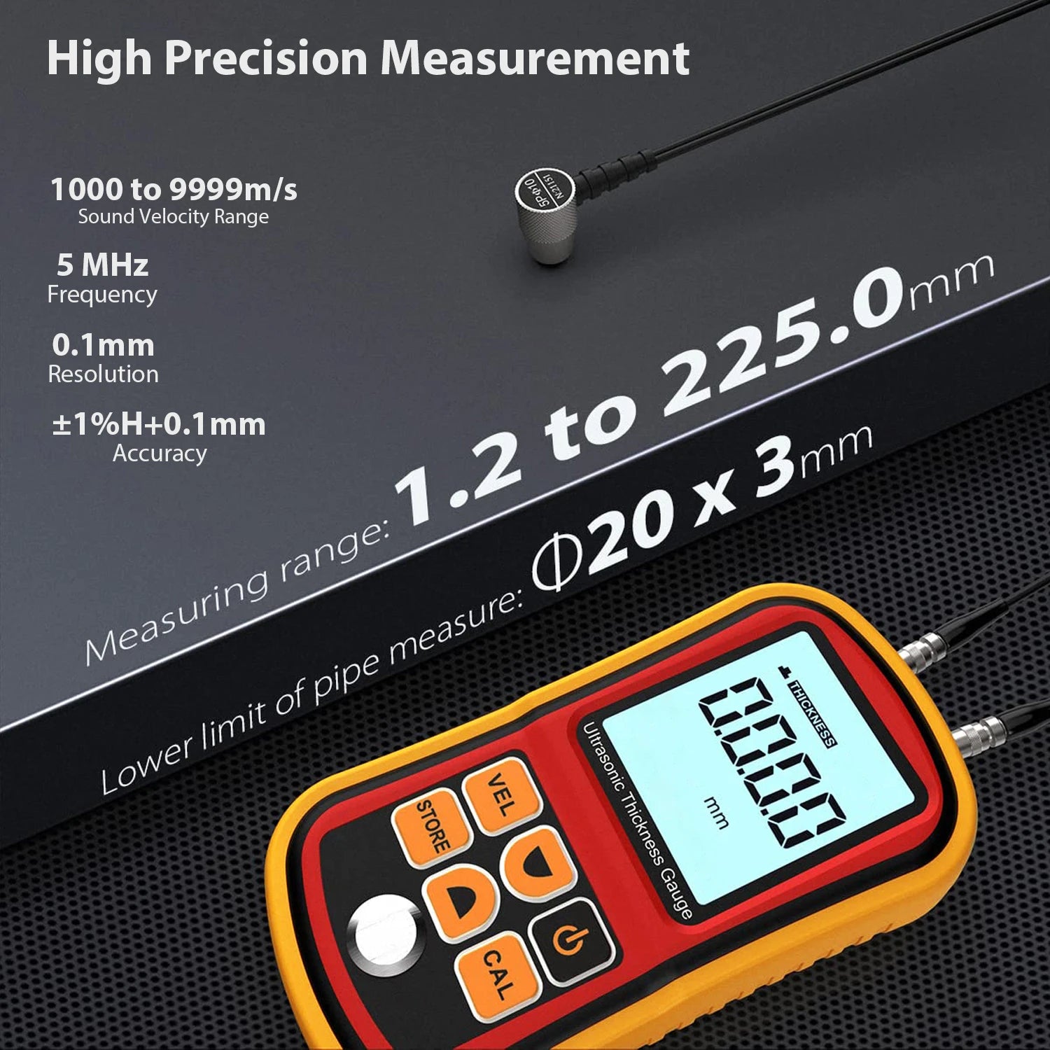Ultrasonic Thickness Gauge For Cars Metal Meters Paint Thickness Tester Measurement 1.0-300mm Suitable For Various Materials