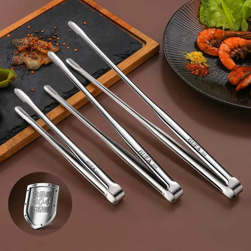 Grill Tongs Bbq Grill Tongs Stainless Steel Long Mini Kitchen Meat Food Charcoal Cooking Korean Camping Barbecue Accessories New