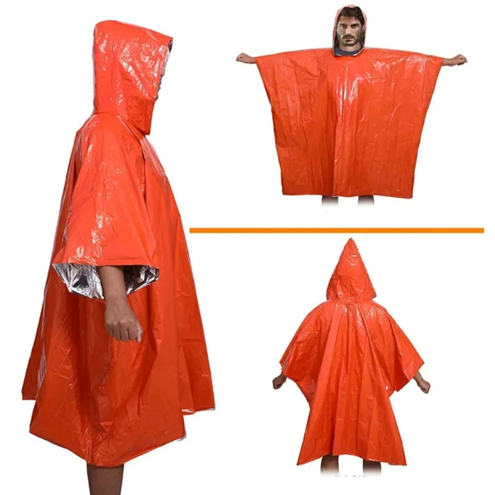 1pcs Outdoor First Aid Survival Raincoat Camping Wilderness Emergency Insulation Warm Gear Body Protection Survival Blanket