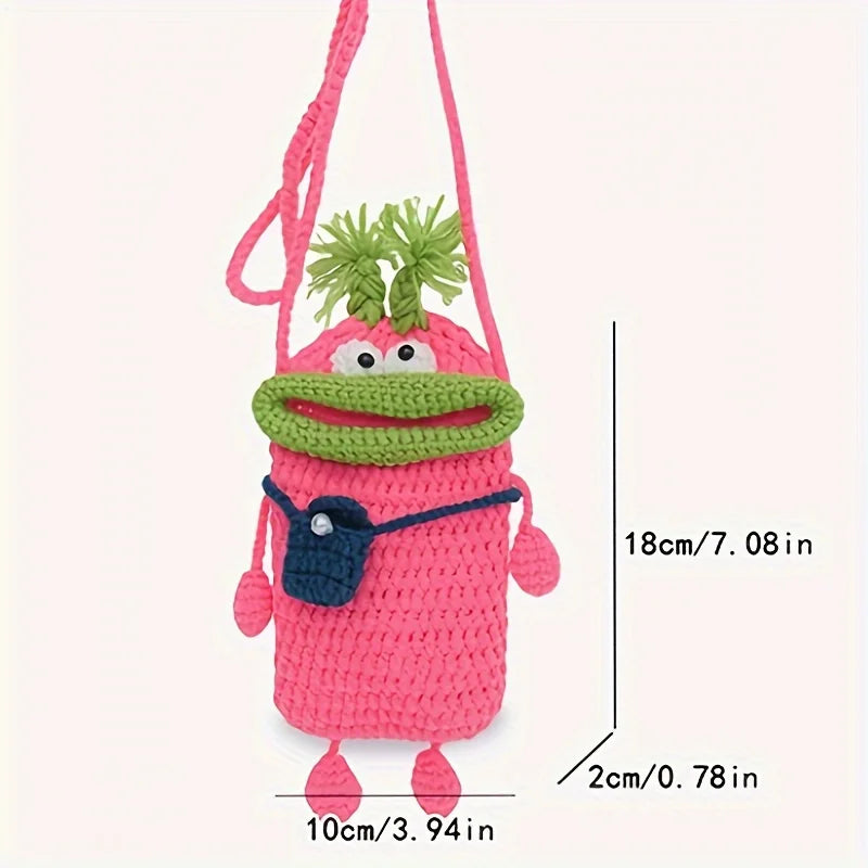 Fashionable Hand-Crocheted Animal-Print Crossbody Bag - For Women (Cute Flip-Top Phone Pouch, the Perfect Accessory)