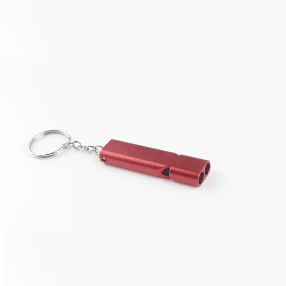 Hot Aluminum Alloy Double Tube Survival Whistle Emergency Rescue Whistle Keychain EDC Tool for Camping Hiking Outdoor Training