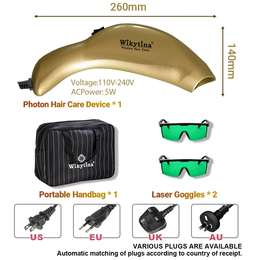 Wikytina Photon Hair Growth Home Device - Anti-Hair Loss Follicle Regeneration Red Light Therapy Hair Scalp Health