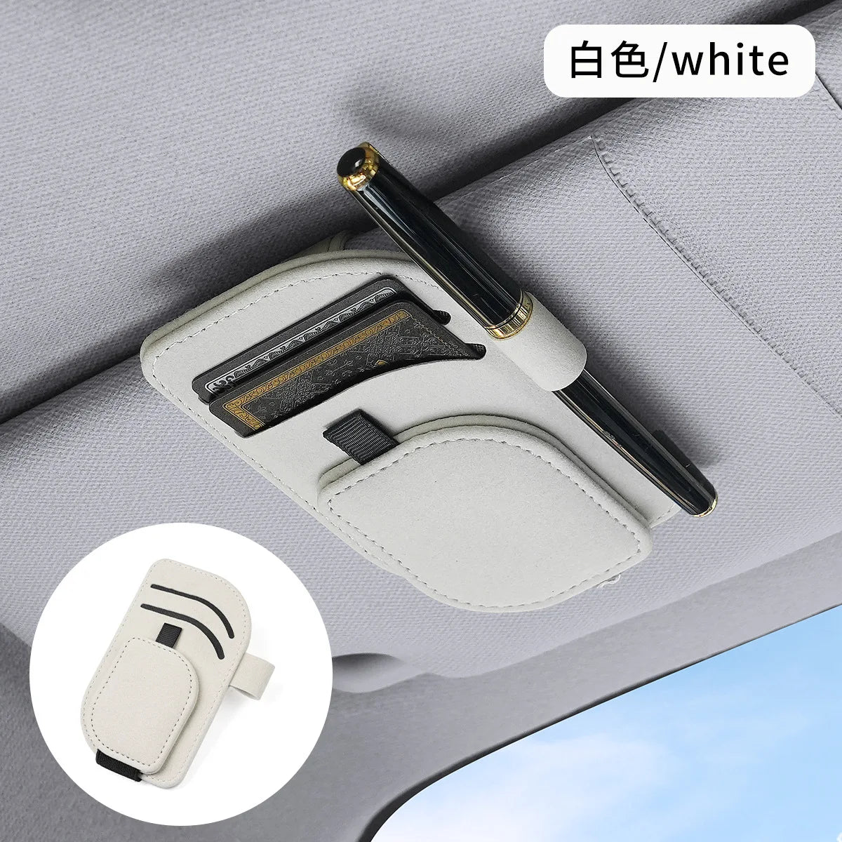 Magnetic Sunglasses Holder for Car Sun Visor, Leather Car Eyeglass Clip, Universal Auto Visor Glasses Hanger Ticket Card Holder