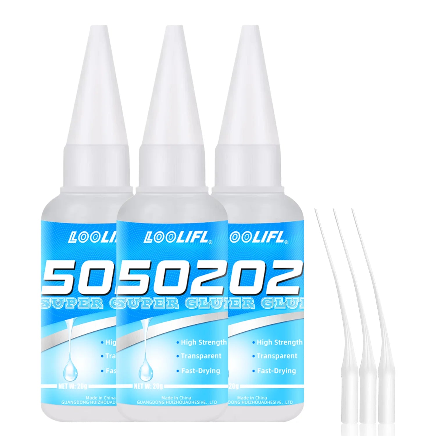 LOOLIFL 502 Super Glue Fast Drying Instant Adhesive High Strength Clear Glue for Plastic Metal Ceramic Glass Repair DIY Craft