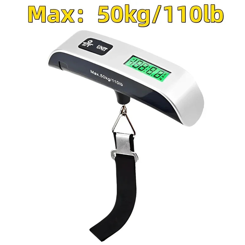 110lb/50kg Portable Electronic Hand Luggage Scale LCD Digital Display Balance Scale Suitcase Travel Weighs Baggage Weight Tool