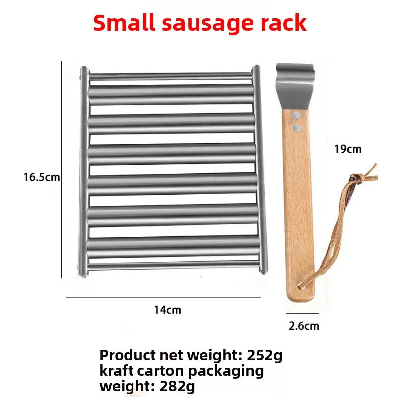 Stainless steel sausage rack detachable rolling barbecue grill outdoor hot dog barbecue grill sausage rack