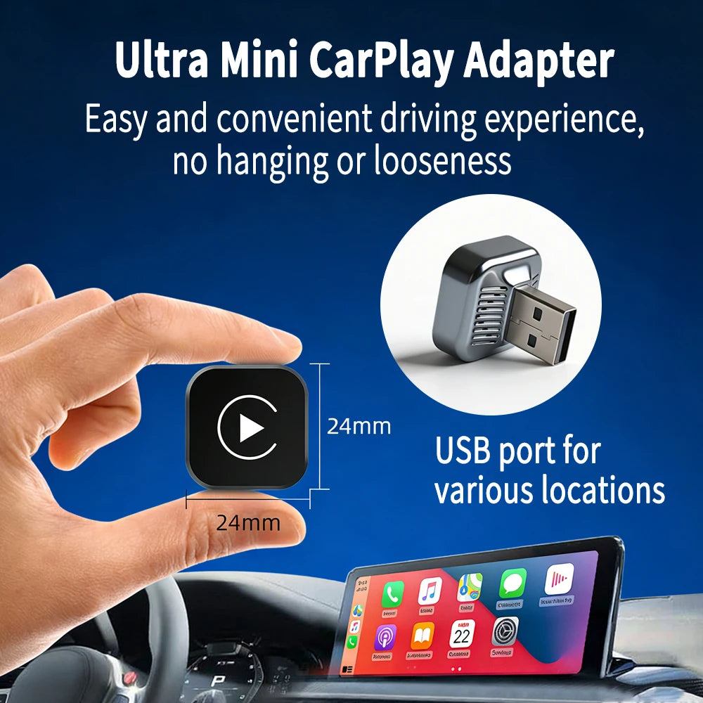 Dual-Function Wireless Connection Converter, Wired to Wireless Smart Vehicle Link Adapter, In-Car Phone Connection Module