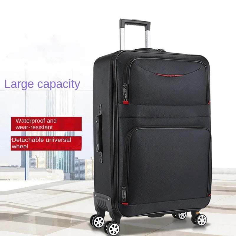 Large Capacity Suitcase with Combination Lock Luggage Travel Boardable Waterproof Oxford Fabric Trolley Case 28-Inch Oversized