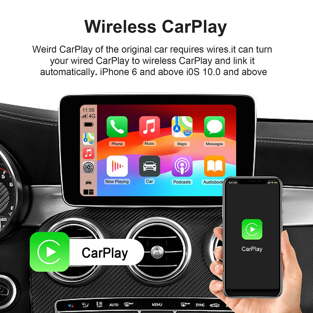 Carplay AI Box Android 13 Wireless Android Auto For Youtube Netflix Toyota Mazda Hyundai Haval GMC Ford MG VW Kia
