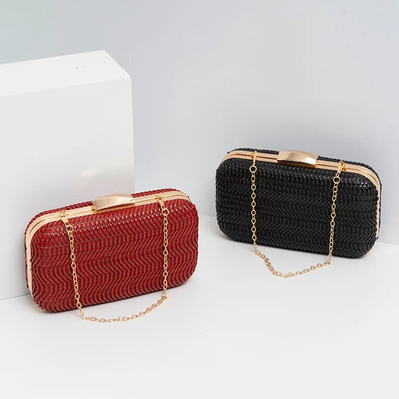 Casual Straw Women's Bag Yellow Clutch Woven Handbags Top Quality Luxury Bags Party Women's Shoulder Bags Purses Fashion Pouch