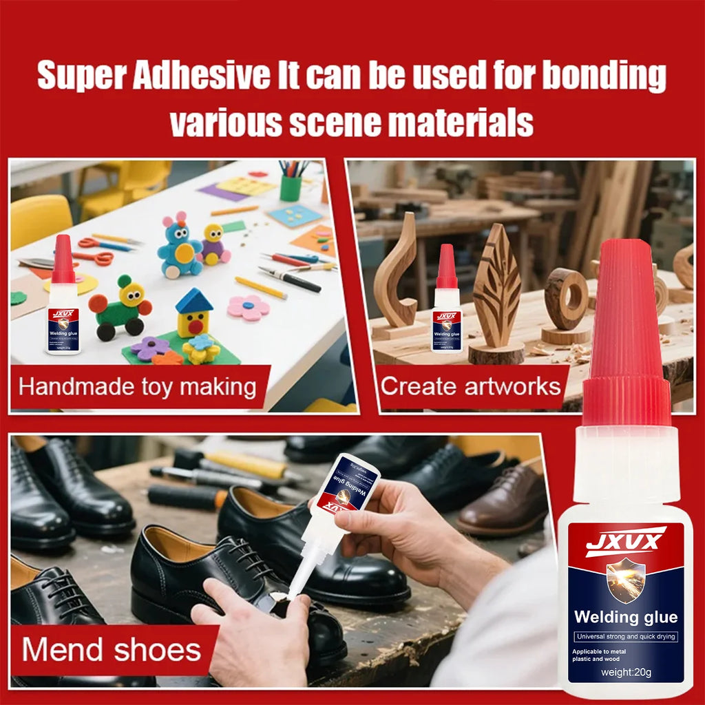 8-Pack (20g) Office-Use Oil-Based Welding Adhesive: Ready-to-Use Super Glue for Plastic, Metal, and Wood
