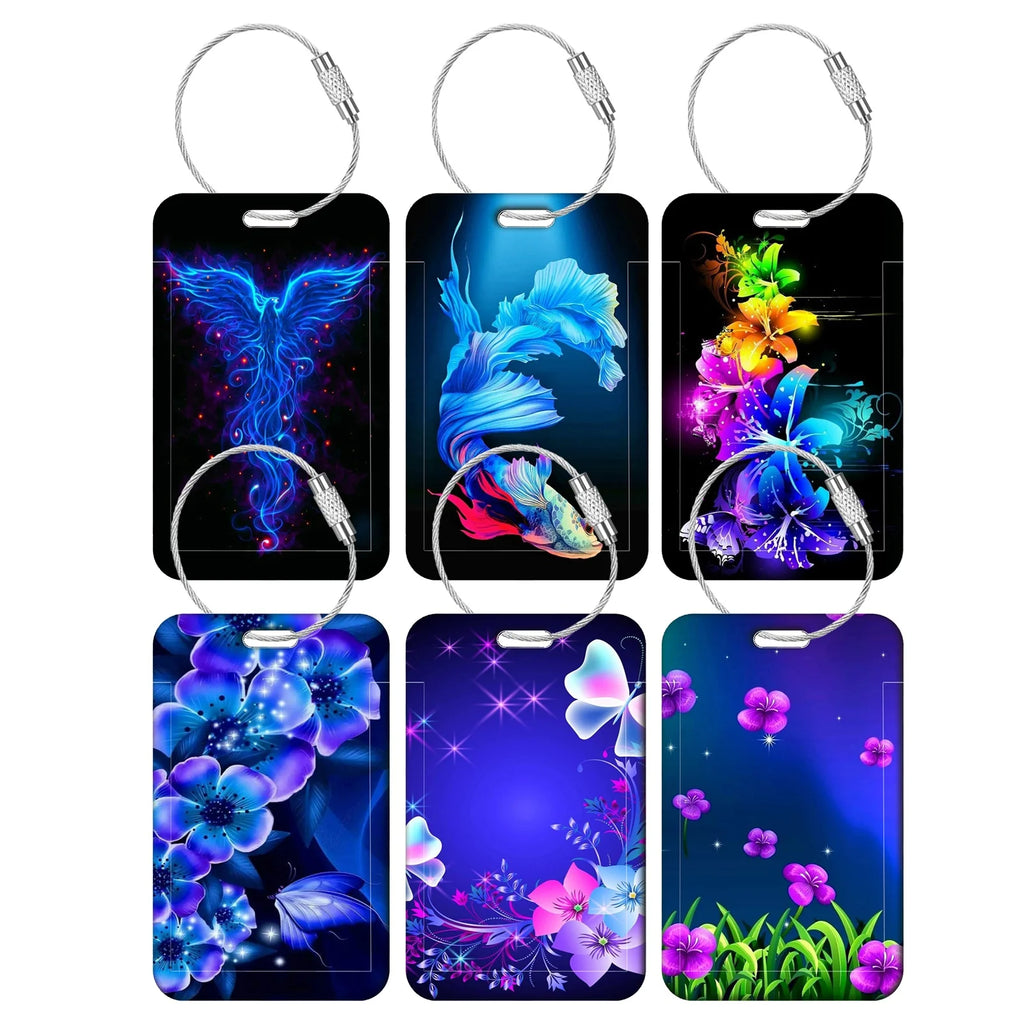 HOT SALE Artistic Flowers Business Luggage Tag Travel Women Men Suitcase Address Label Luggage Boarding Case Name ID Label Durab