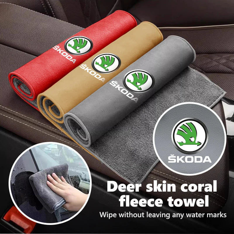 Auto Wash Towel Car Cleaning Drying Care Cloth Car Wash Towel For Skoda Kamiq MK3 Roomster Rapid Kodiaq Karoq Fabia Enyaq
