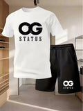 Summer Men's Tracksuit 2 Piece Set Sports Short Sleeve T-shirt Shorts Men's Running Suit Plus Size Loose T-shirt Shorts Clothing