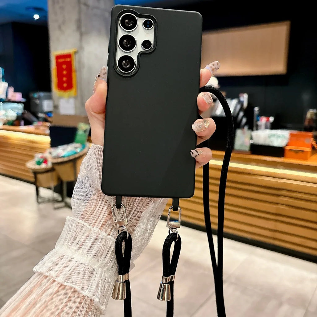 Crossbody Phone Case for Samsung Galaxy S26 Ultra S25FE S24 S23 S22 S21 Plus A56 A16 A36 A26 A17 A07 A57 A37 Silicone Soft Cover