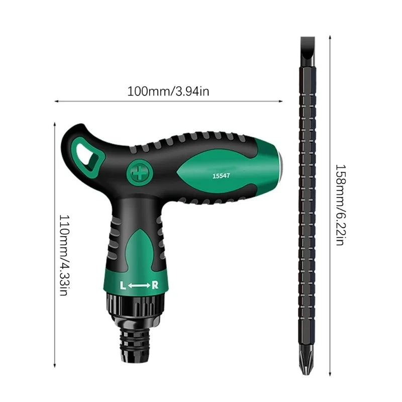 2 in 1 T-Shape Household Ratchet Handle Screwdriver Set Ratchet Screwdriver Bit Insulated Handle For Electrician Tool in