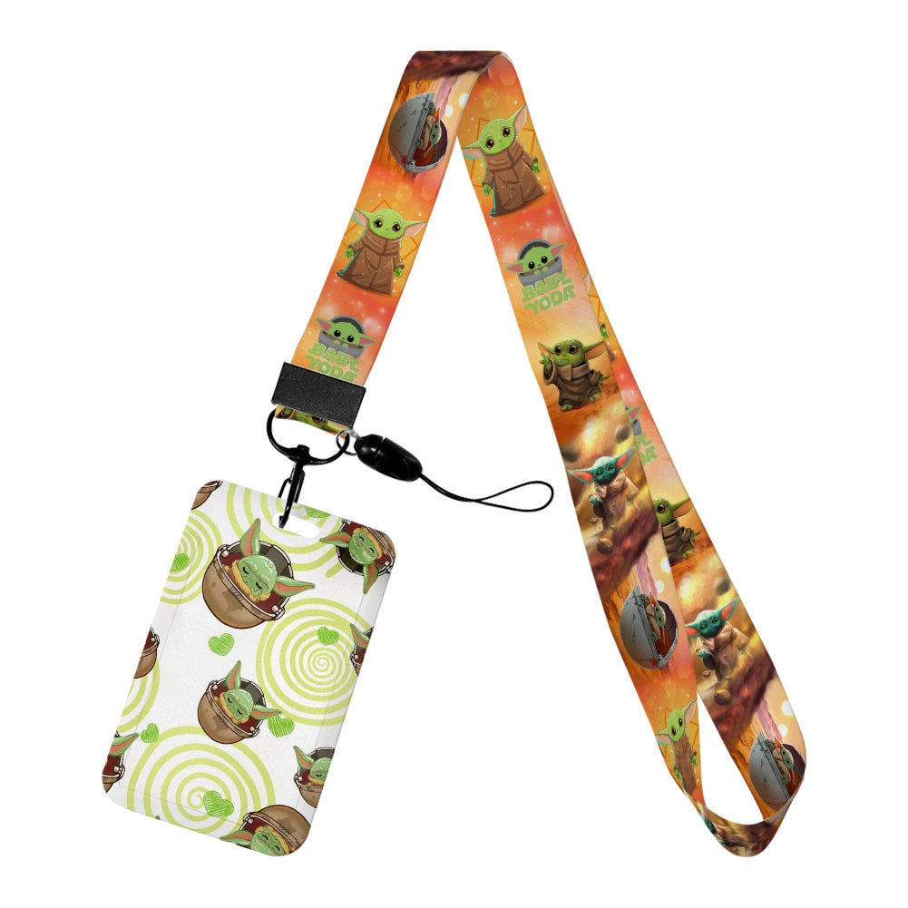 Cartoon Yoda Disney Card Holder Lanyards Minnie Card Holders Neck Strap for Keychain Kids Door Badge Holder Boy Girl Card Case