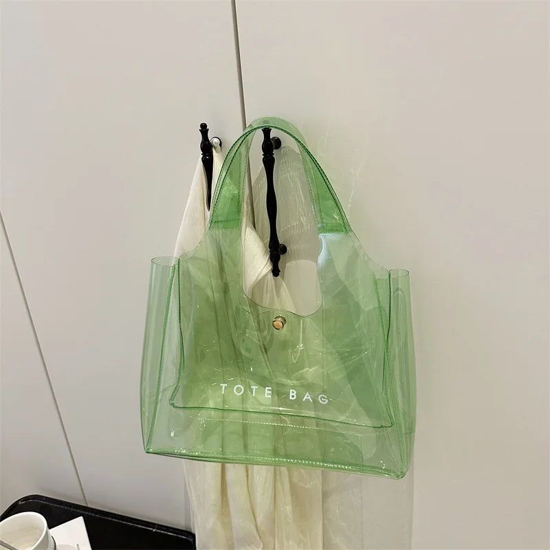 PVC Plastic Transparent Bag Small Tote Bag for Women Jelly Bags Purse and Handbags Mother Kids Bag for Girl Сумка Женская	bolso