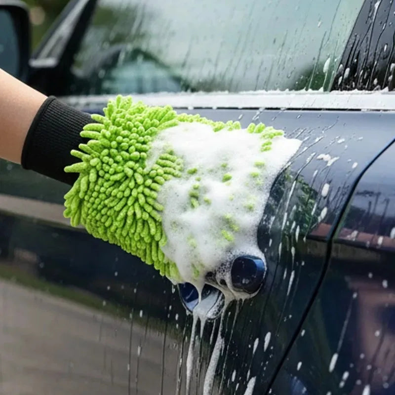 Lint-Free Scratch-Free for Auto Detailing Absorbent Wash Mitt Double-Sided Chenille Microfiber Car Cleaning Glove Car Wash Glove