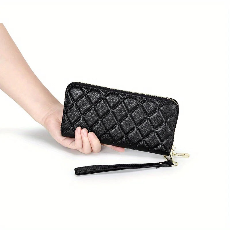 2025 Women's Genuine Leather Long Wallet - Large Capacity Zipper, Embossed Fashion Pattern, Double as Female Phone Bag