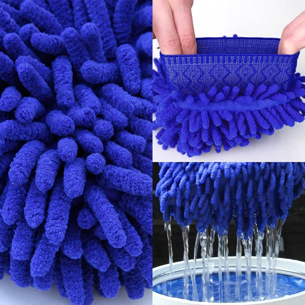 Car Wash Gloves Thickened Double-sided Chenille Glove Plush Rags Car Supplies Cleaning Tools Auto Acessories Car Detailing