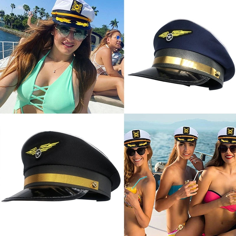 652F for Creative Pilot Hat Captain Cap Adjustable Octagonal Hat for Masquerade Party