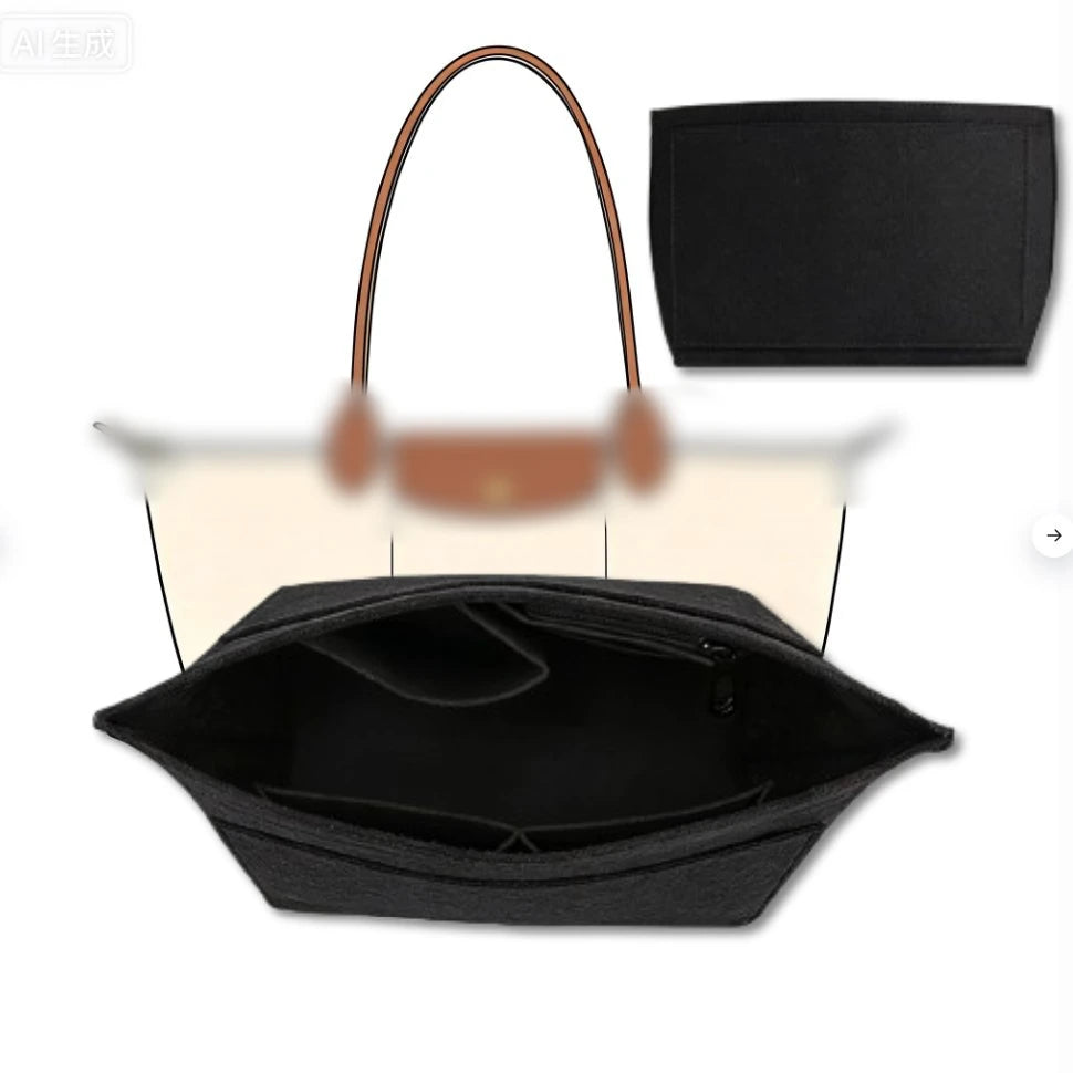 Felt Moon Handbag Organizer Insert - 7-Pocket Foldable Purse Liner for Bag Storage, Travel & Clutch Organization